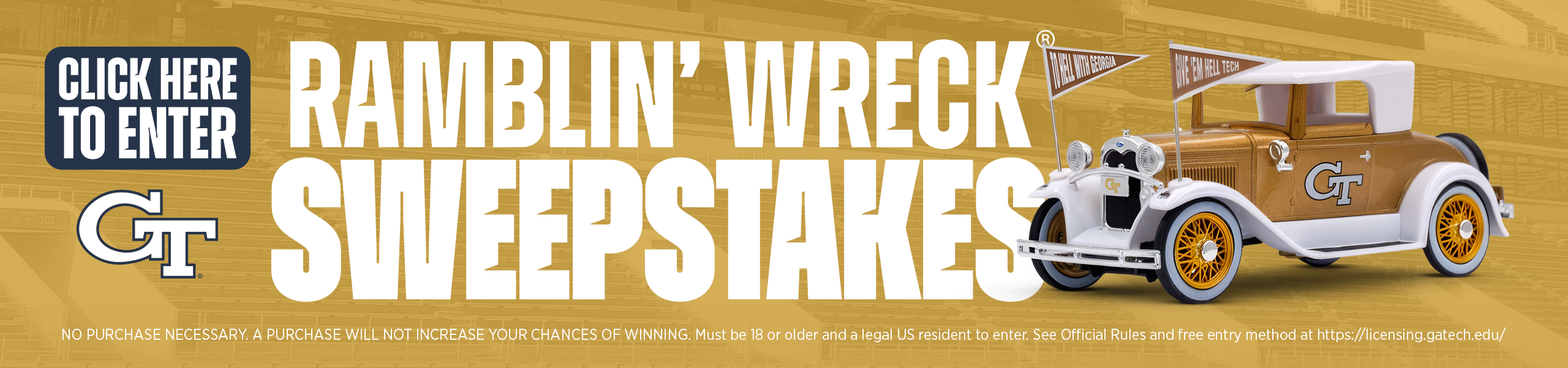 Banner with Ramblin' Wreck for Sweepstake
