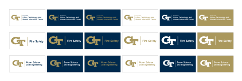 array of examples of acceptable unit logo color combinations